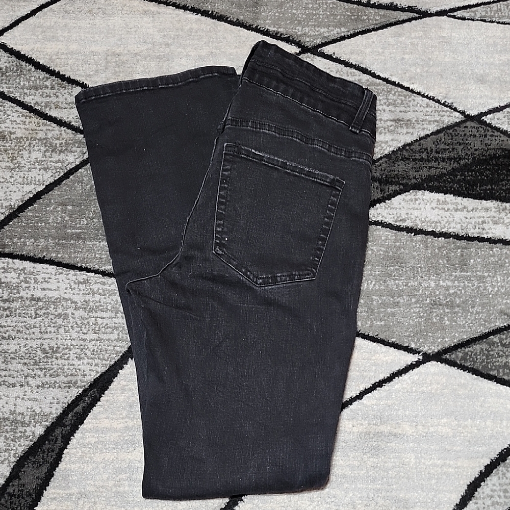 BKE PARKER BLACK UNIVERSAL-FIT HIGH-RISE DOUBLE-BUTTON BOOTCUT DENIM JEAN 30
